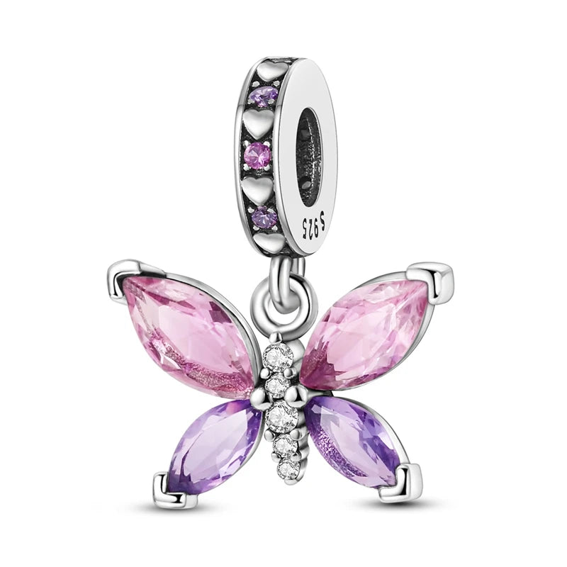 MULA Pink 925 Sterling Silver Charms Pendant Perfume Dreamcatcher Heart Love Beaded Fit Original Bracelet Women DIY Jewelry Gift