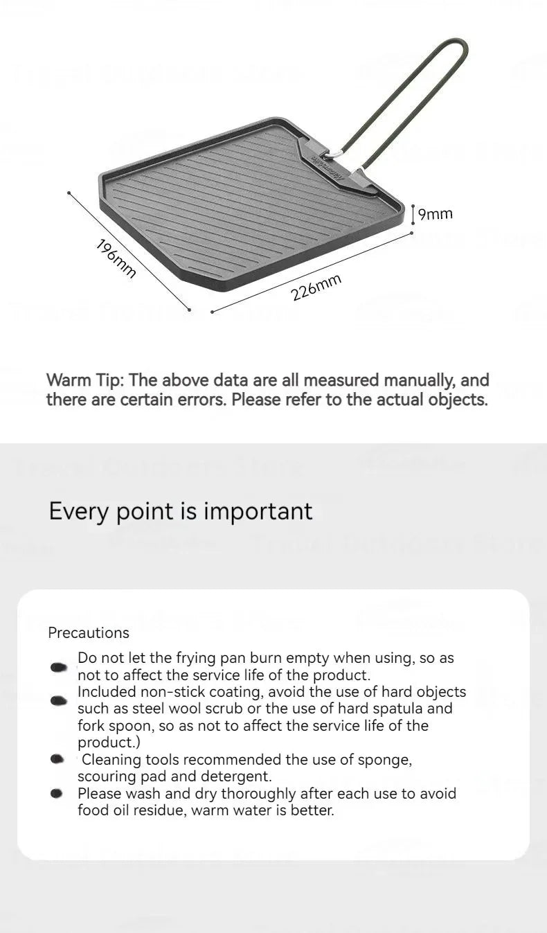 Naturehike Camping Frying Pan Cookware Folding Non-stick Pan Outdoor Ultralight Portable Easy Clean Grill BBQ Plate