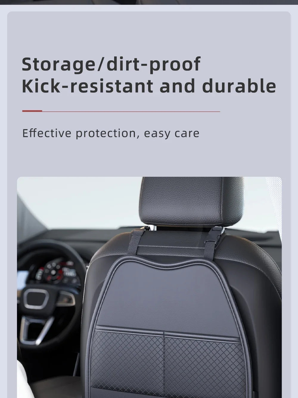 PU Leather Car Seat Kick Proof Pad with Pockets Multi-functional Tablet Holder Auto Seat Back Protection Cover for Kids