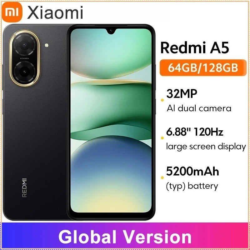 Redmi A5 Global Version UNISOC T7250 Processor 6.88" Large Screen Display Supports 15W Fast Charging 32MP Main Camera Xiaomi