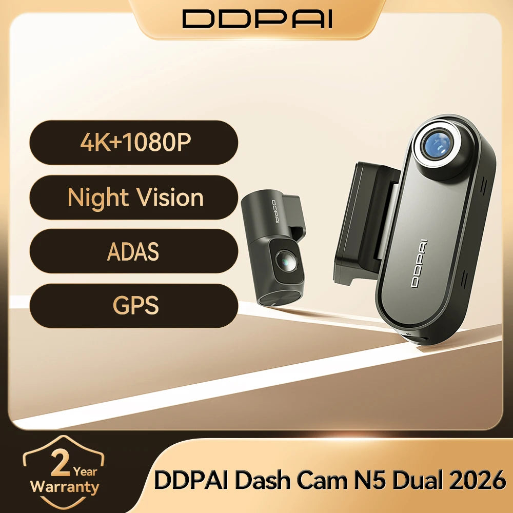 DDPAI N5 Dual 4K HDR Dash Cam Front Rear AI NightVIS Camera WiFi 6 GPS ADAS Voice Control 24H Parking Mode Car DVR