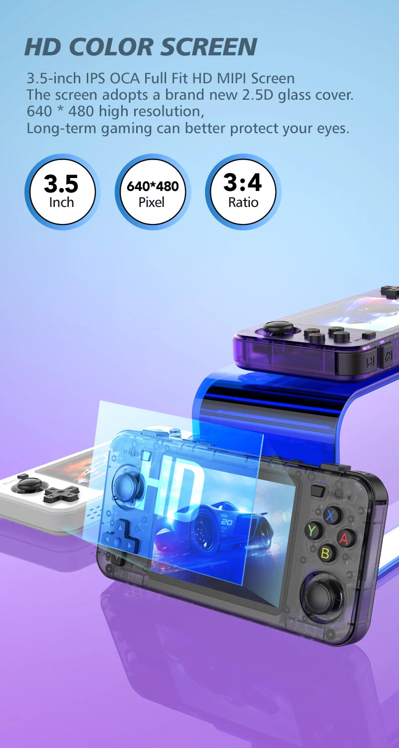 R36H ARKOS Retro Handheld Game Console Portable 64G 128G Pocket Video Player 3.5 Inch IPS Screen R36S landscape Kid Gift