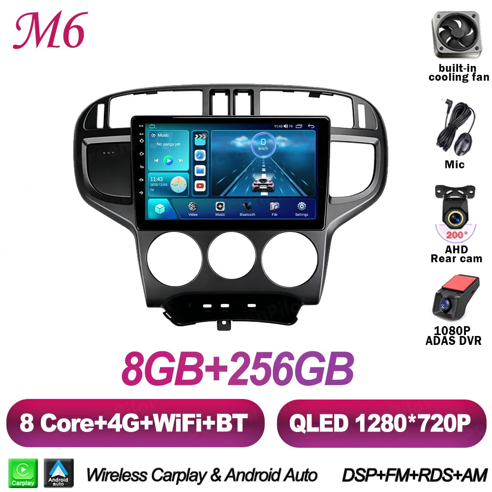 Android 16 For Hyundai Matrix 2001-2010 Car Radio Stereo Head Unit Multimedia Video Player GPS Navigation 2K QLED 9 Inch 5G RDS
