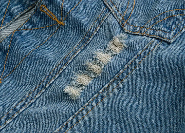 Men Denim Vests Jackets Waistcoats Light Blue Ripped Denim Coats Vests New Fashion Male Cotton Slim Black Jeans Waistcoats 6XL