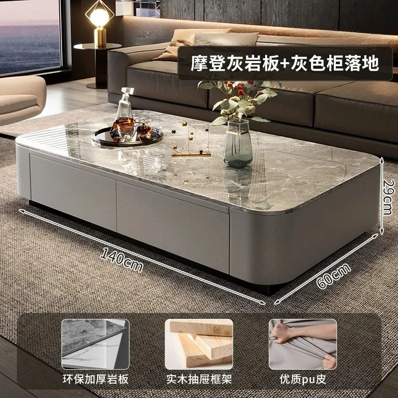 Luxury Marble Effect Coffee Tables Modern Design Square Storage Coffee Tables Minimalist Aesthetic Stolik Kawowy Home Furniture