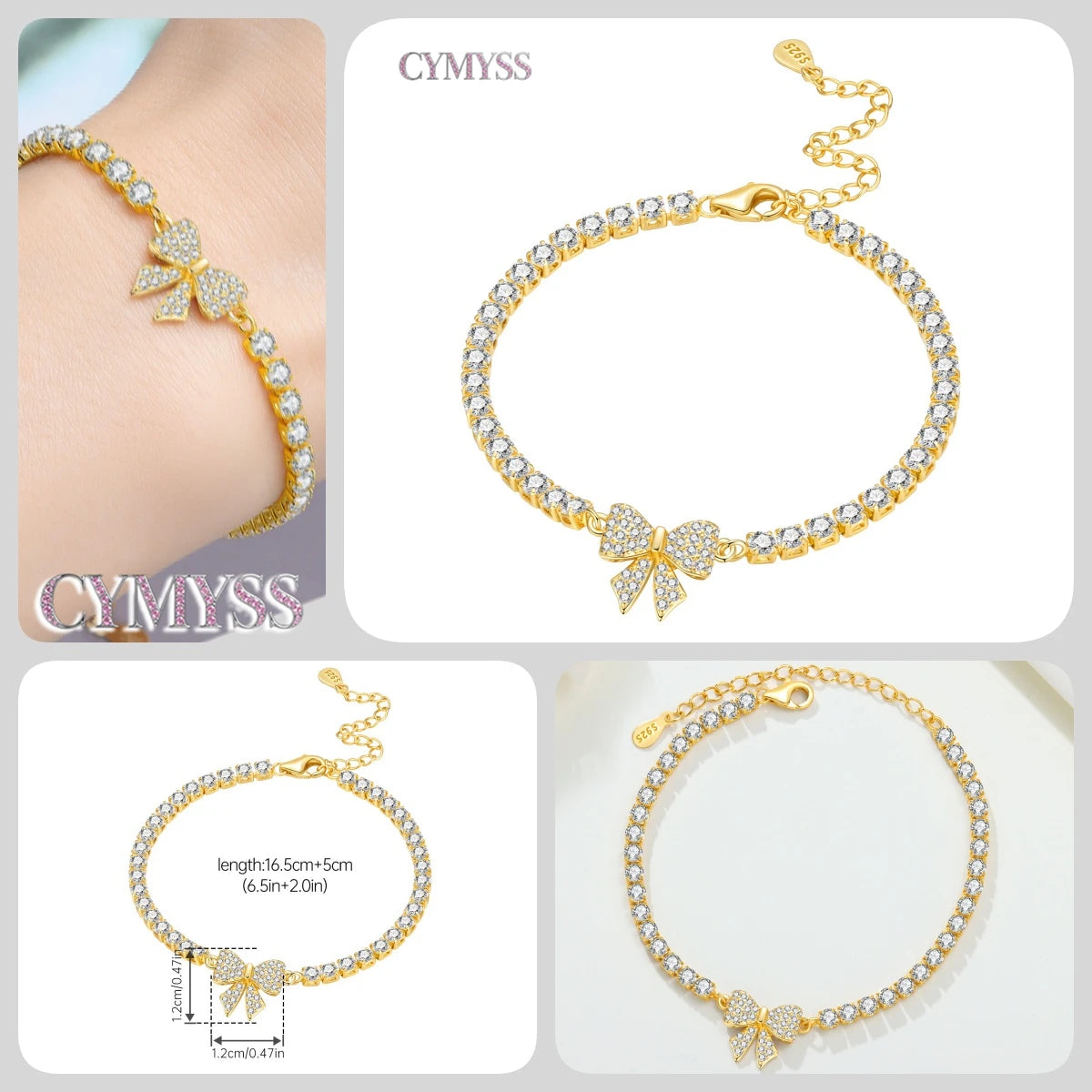 Original 925 Sterling Silver Zirconia Tennis Chain Bracelet for Women Adjustable Gold Color Hot Sale Ideal Birthday Party Gifts