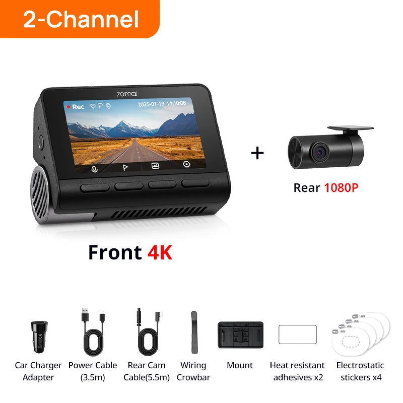 70mai 4K Dash Cam A800SE Upgraded Version of 70mai A800S Voice Control Supercapatior GPS ADAS Car DVR 70mai A800SE UHD Wifi 6