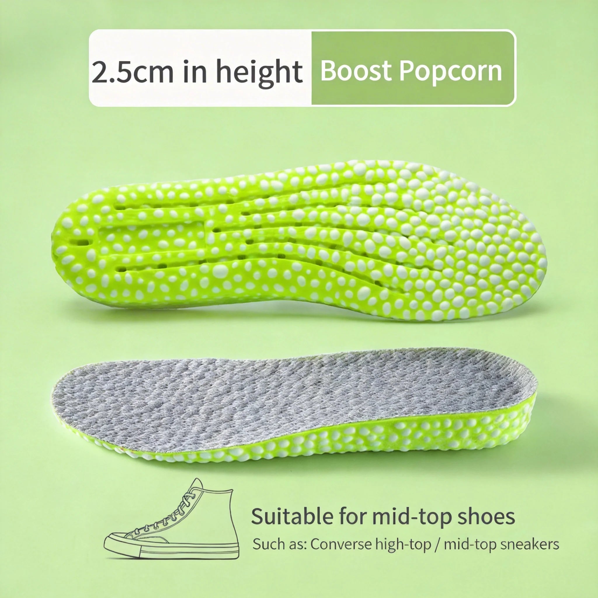 1 Pair EVA Material Invisible Height Increase Insoles For Shoes Breathable Shock Absorption Comfortable For Women Men