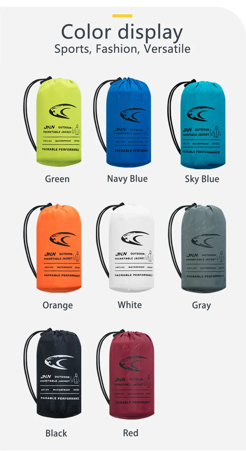 JNLN Camping Rain Jacket Men Women Waterproof Sun Protection Clothing Fishing Hunting Clothes Quick Dry Windbreaker With Pocket