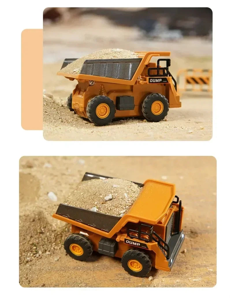 1:64 RC Mini Alloy Car Forklift with Trailer Excavator Desktop Game 2.4G Remote Control Engineering Lift Truck Child's Toy Gifts