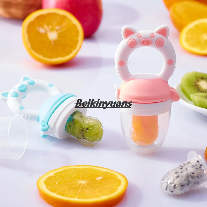 Baby Pacifier fruits and vegetables bite bag newborn baby pig le molar stick to eat fruit consisting silicone tooth gum pacifier