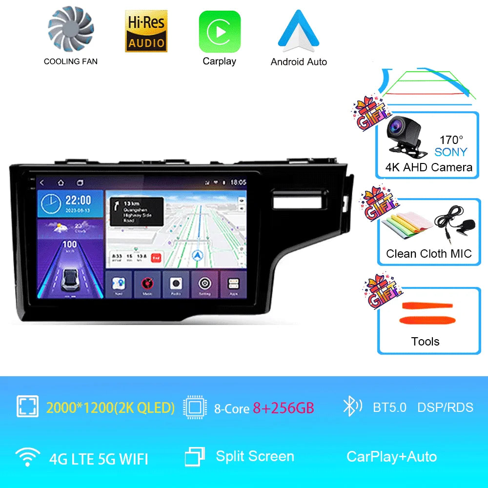 2K Screen Android 16 Carplay Multimedia Radio Player for HONDA FIT JAZZ 2014-2020 DSP 2din Autoradio Stereo Head Unit