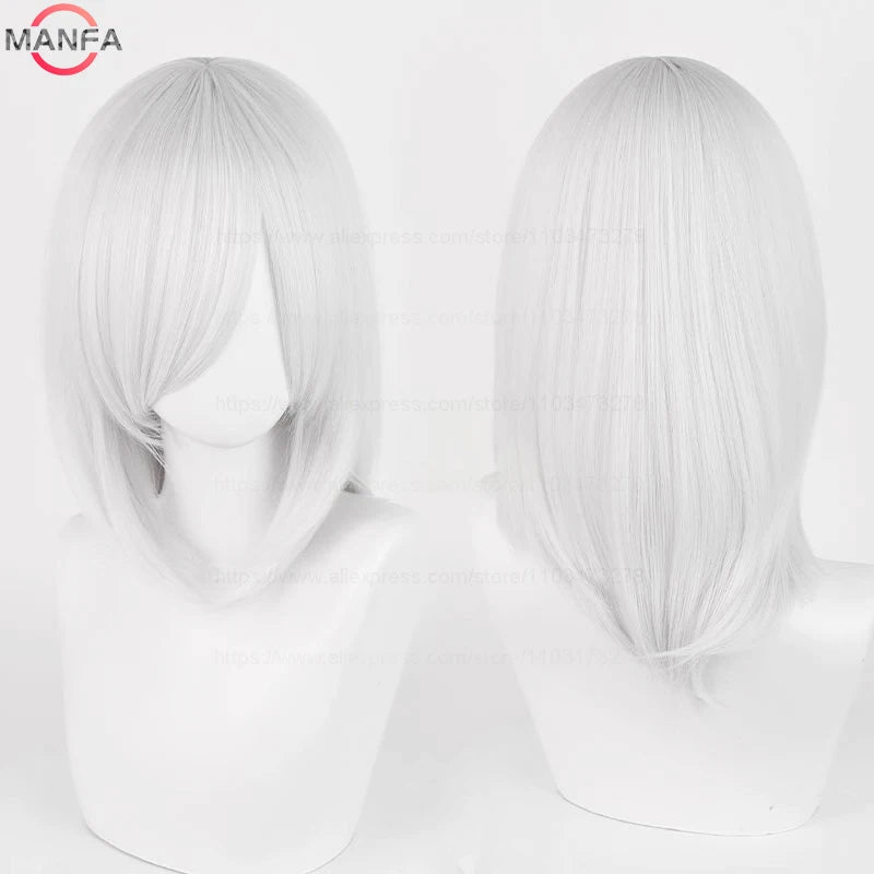 40cm Medium Basic Anime Cosplay Wig Bang Blond  Black White Red Pink Green Brown Gold Blue Heat Resistant Synthetic Hair Wigs