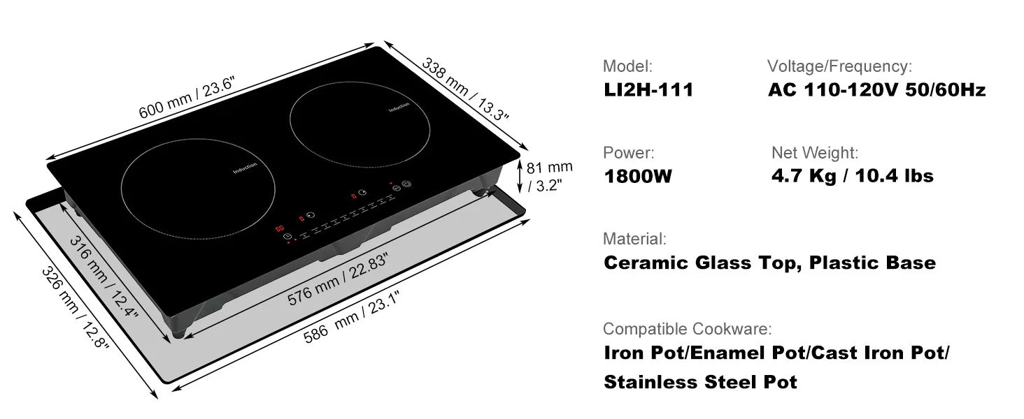 SucceBuy 2 Burners Electric Induction Cooktop Stove Hob Built-in Burner Cooker Sensor Touch Control Magnetic Cooker Hot Plate