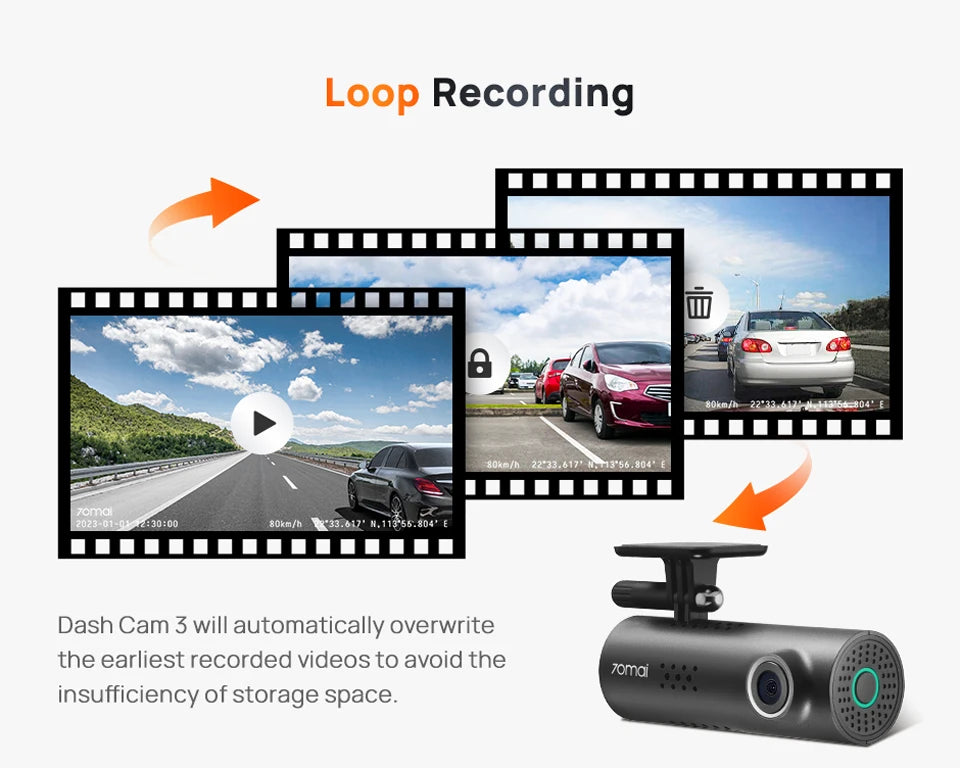 70mai Dash Cam M310 Plus 2K English Voice Control 1440P WDR Night Vision 24H Parking Surveillance 70mai M310 2K Car DVR Wi-Fi 6