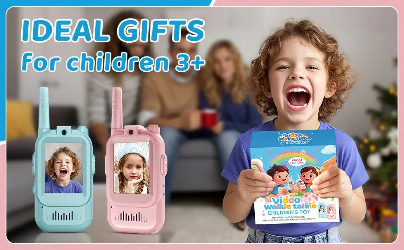2PCS Kids Video Walkie Talkies USB Charging Indoor and Outdoor High Definition Intercom Children's Toys Birthday Gifts Ages 3-12