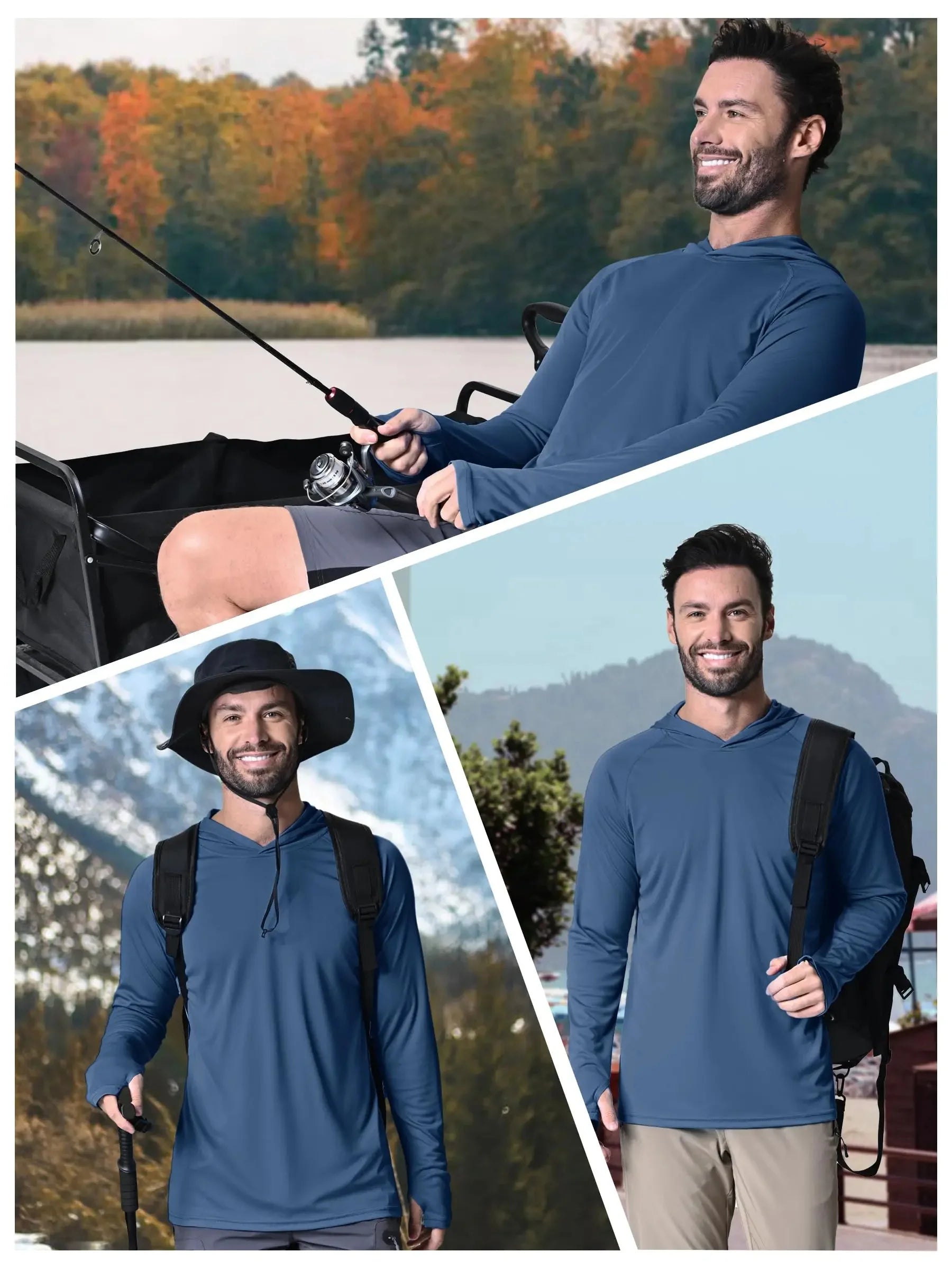 TACVASEN Sun Protection T-Shirts Mens Long Sleeve Hoodie Casual UV-Proof T-Shirts Breathable Lightweight Quick Dry T shirts Male