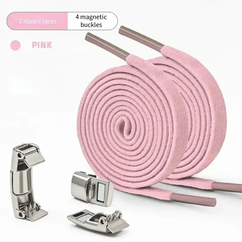 Magnetic Lock Shoe Laces without Ties Elastic Laces Sneakers Kids Adult 8MM Widened Flat No Tie Shoelaces for Shoes Accessories