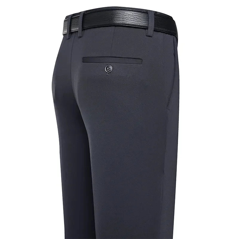 Spring Summer Men's Casual Pants Stretchy Suit Pants Formal Business Trousers Plus Size 46 48 Classic Navy Blue Trousers