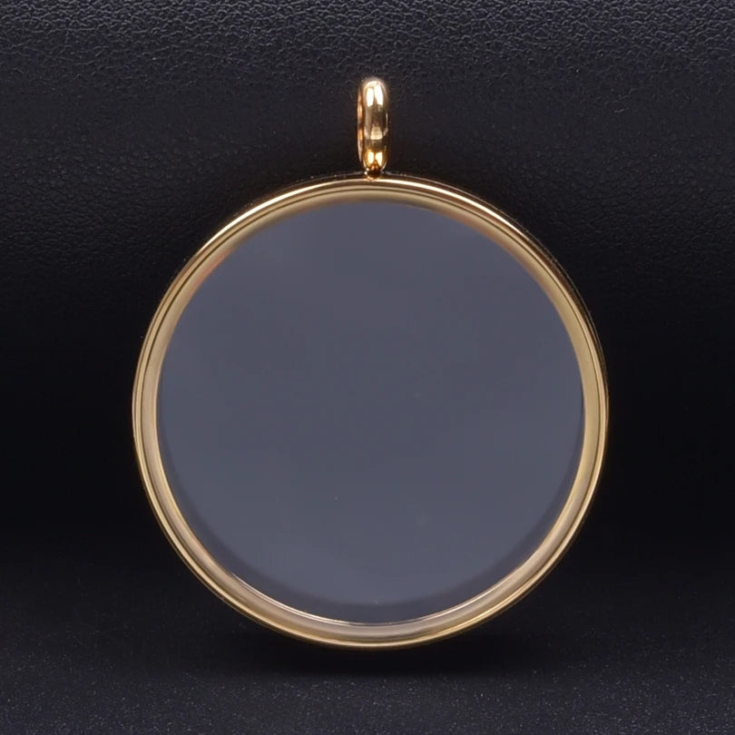 1Pc Stainless Steel Round Reliquary Photo Coin Holder Locket Pendant Openable Glass Cremation Urn Relicario Colgantes Jewelry