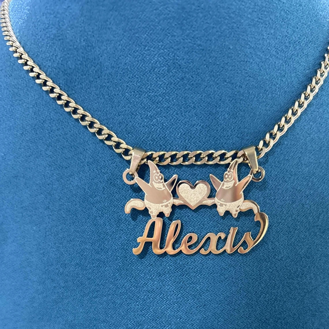 Custom Removable Cartoon Character Name Pendant Gold Color Stainless Steel Heart Nameplate Necklaces For Women Girl Kids