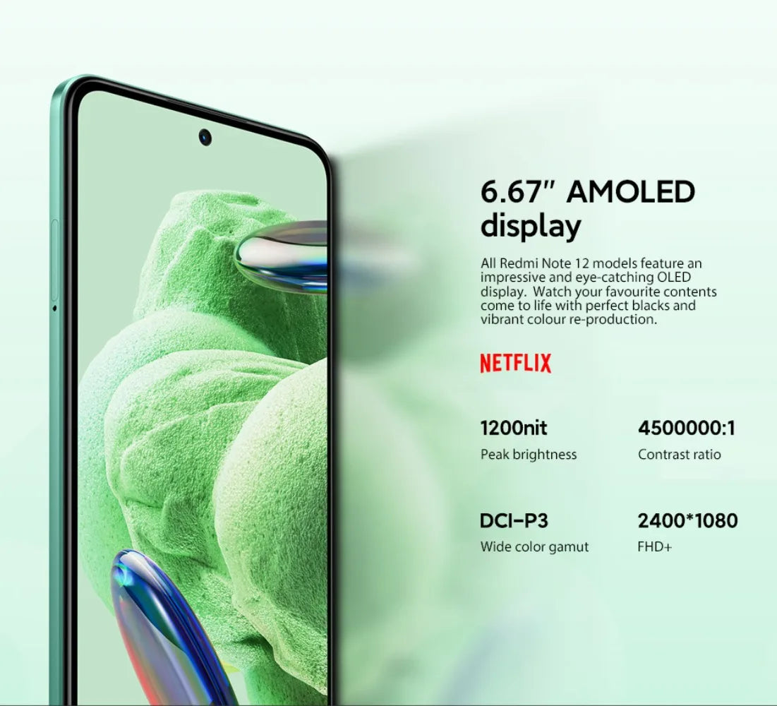 Xiaomi Redmi Note 12 5G Version Phone hyperOS 1.0 Black 256G 6.67" Smartphone 50MP Triple Camera Celular used phones