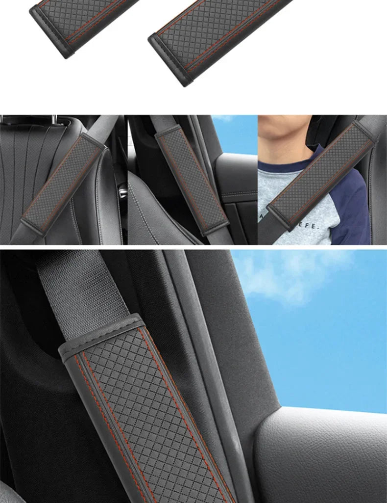 1PCS Car Seat Belt Protective Cover Anti-neck Strangling Skin-feel Leather Fine Hole Car Seat Belt Shoulder Guard Cover