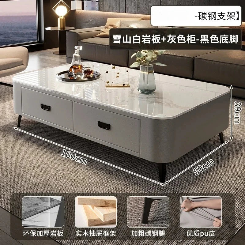 Luxury Marble Effect Coffee Tables Modern Design Square Storage Coffee Tables Minimalist Aesthetic Stolik Kawowy Home Furniture