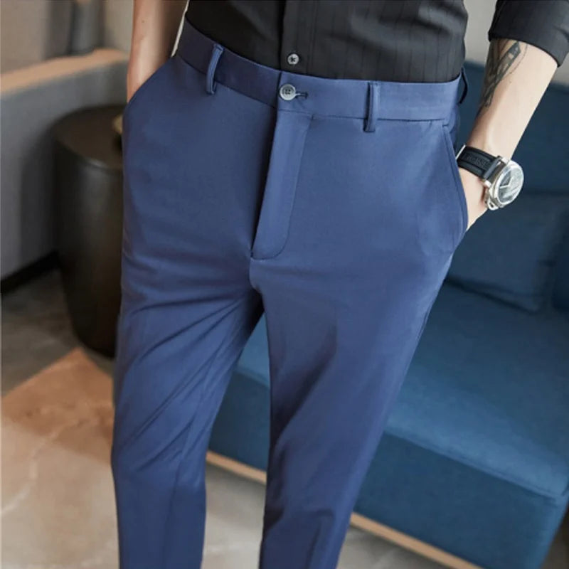 29-42 Men's Summer Pants Thin Straight Stretch Casual Pants with No Trace No Ironing Fabric Silky and Cool Feeling