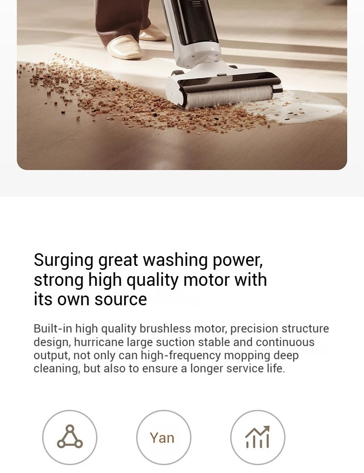 Xiaomi Mijia Cordless Wash Vacuum 2C, Electrolytic Water Sterilization, Anti-Tangle Brush for Pet Hair,Maternal-Infant Certified