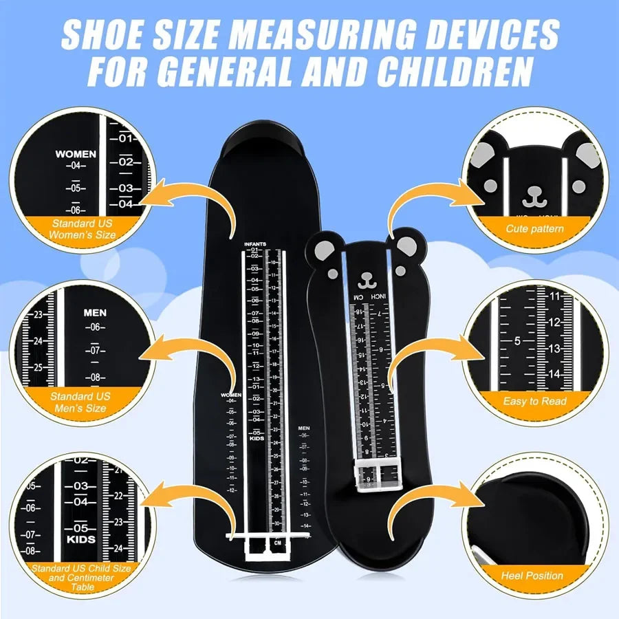 Family Foot Measuring Ruler, US Standard Shoe Sizing Device, Universal Feet Size Measurer for Infants, Kids, Men, Women & All Ad
