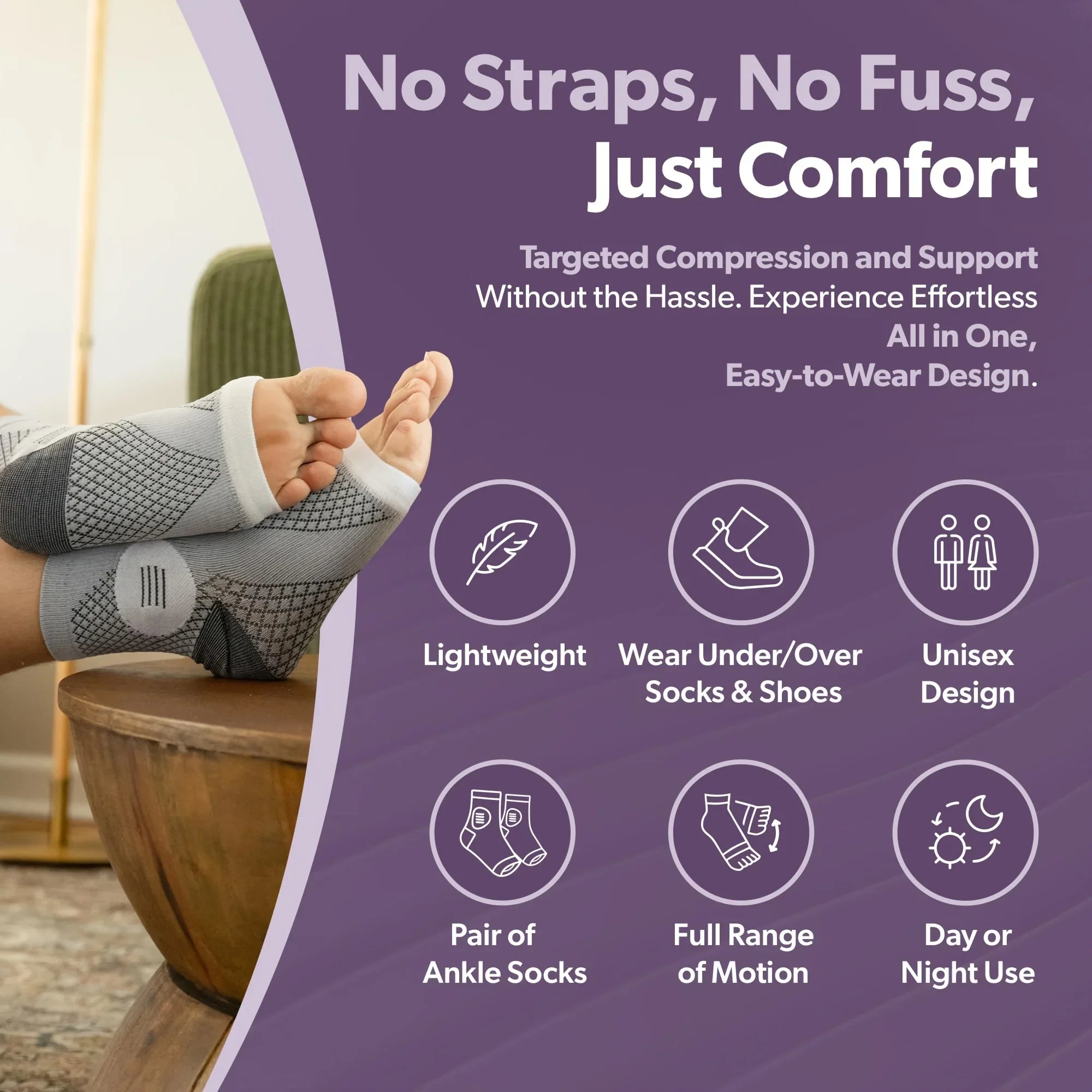 1Pair Compression Socks,Compression Foot Sleeves with Arch And Support,Open-Toe Design Neuropathy Socks