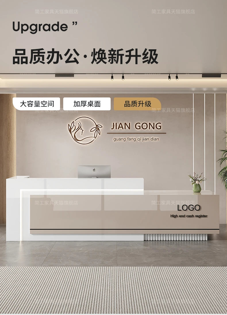 Customized Premium Desk Table Glamour Luxury Simple Elegant Reception Desk Modern Design Recepcion Mostrador Office Furniture