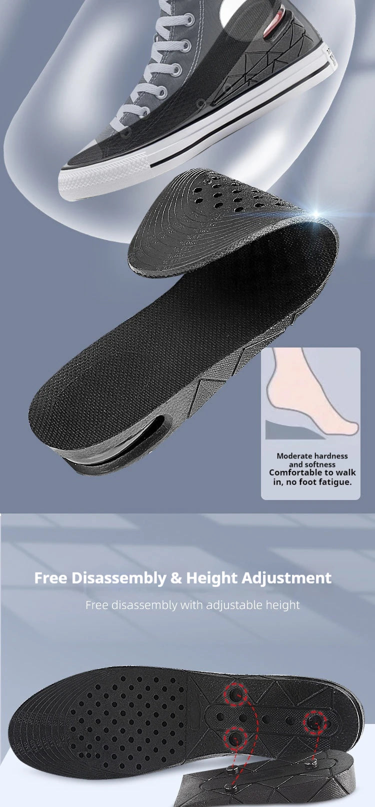 1Pair Height Increase Insole Feet Templates 3/5/7/9cm Variable Height Shoes Insoles Air-Cushioned Shock-Absorbing sports insole