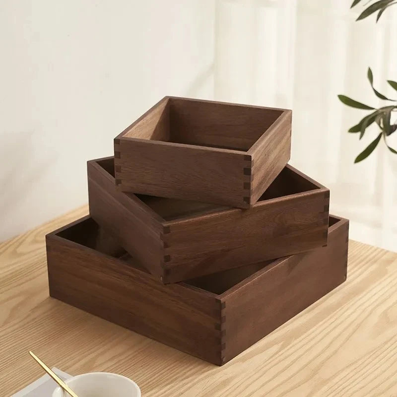 Black Walnut Wood Storage Box Hand Carved Bedroom Jewelry Organizer Modern Desktop Cosmetic Container European Home Decoration