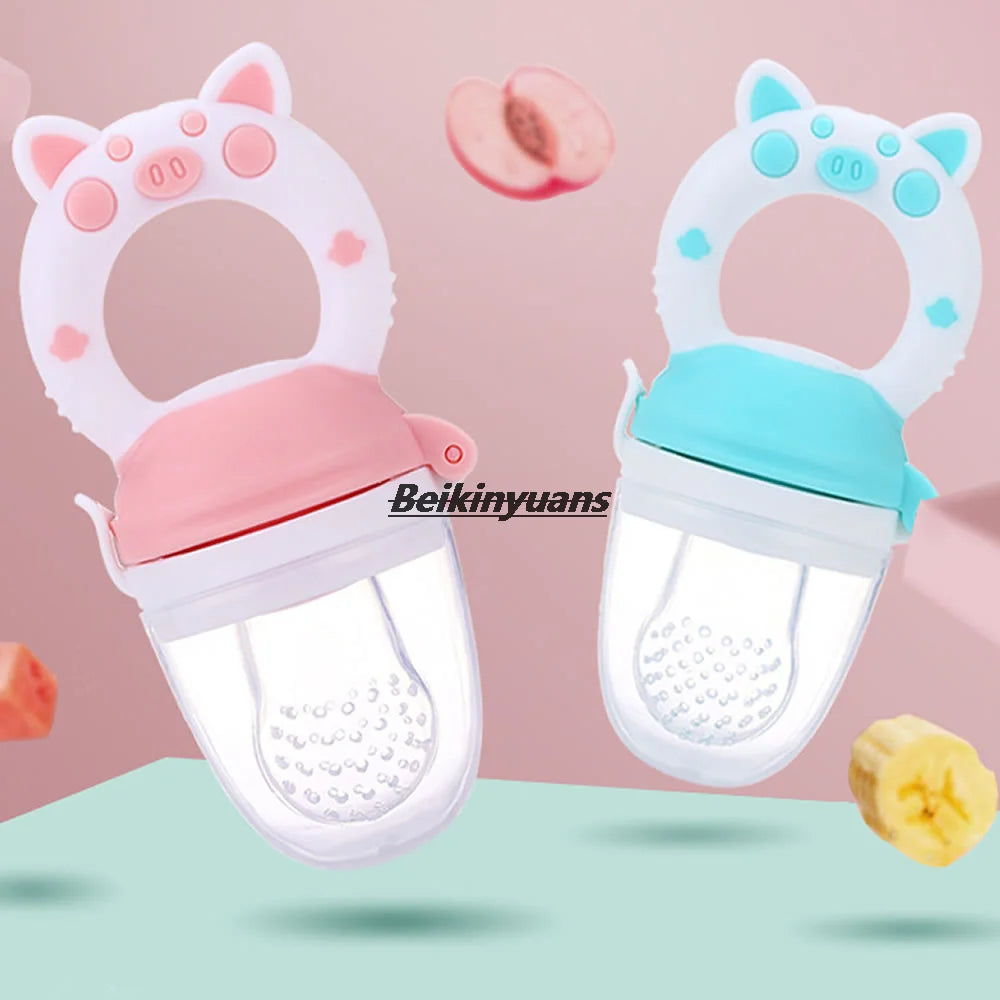 Baby Pacifier fruits and vegetables bite bag newborn baby pig le molar stick to eat fruit consisting silicone tooth gum pacifier