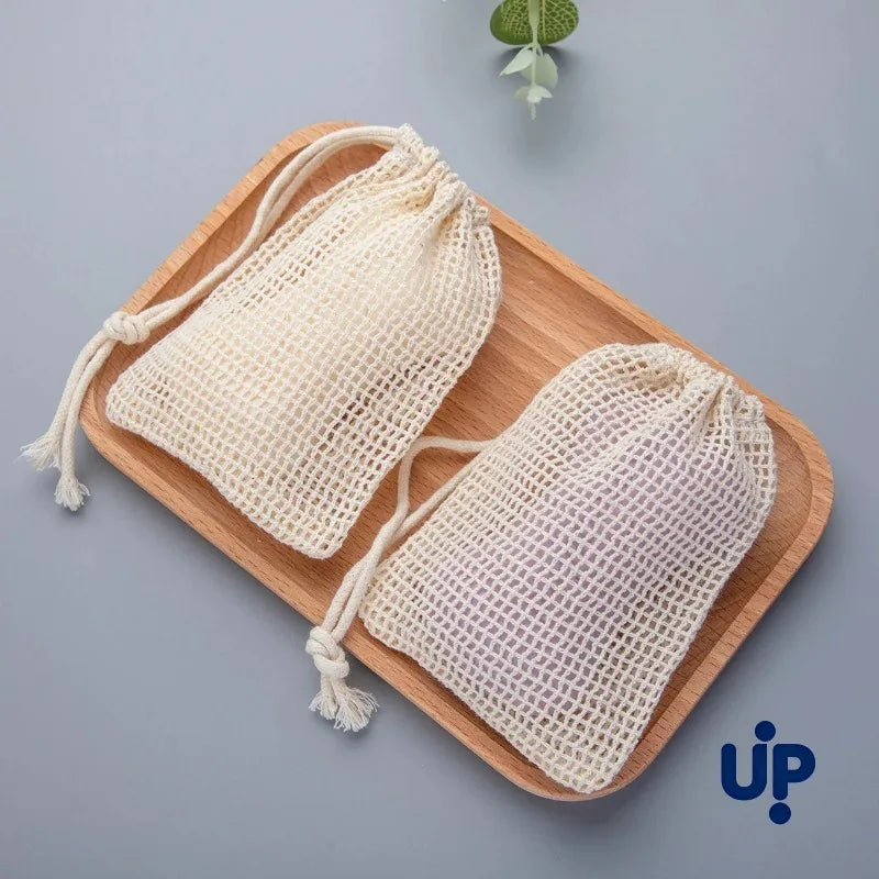 Eco-Friendly Handmade Natural Cotton Soap Saver Bag Mesh Soap Pouch for Body Cleansing And Skincare