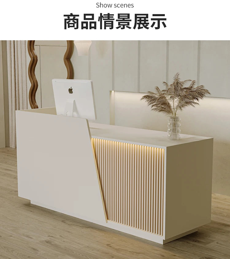 Customized Professional Reception Counter Simple Design Style Reception Desk Creative Storage Theke Empfang Office Furniture