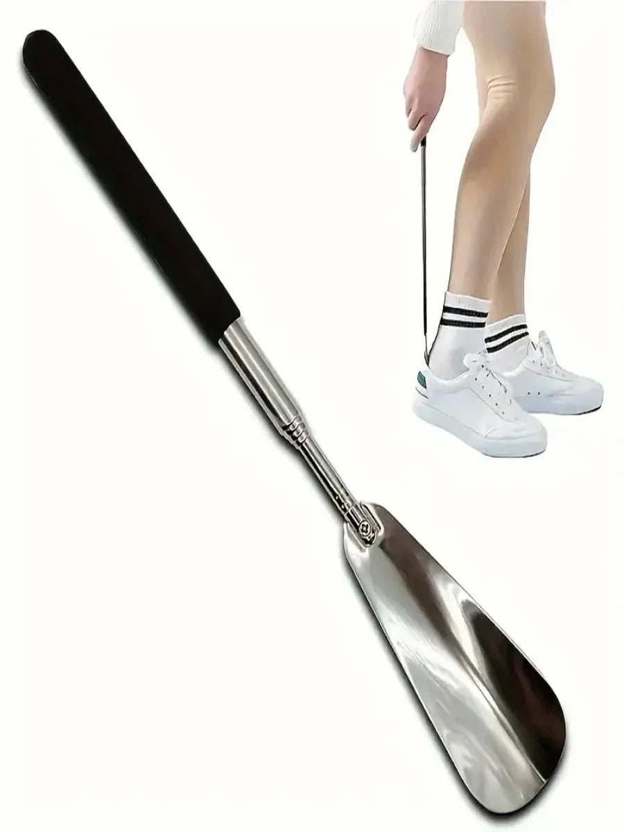 1PC Retractable Stainless Steel Elderly Shoe Puller, Shoe Assistant, Suitable for Both Men and Women, Schoenlepel, Shoe Horn