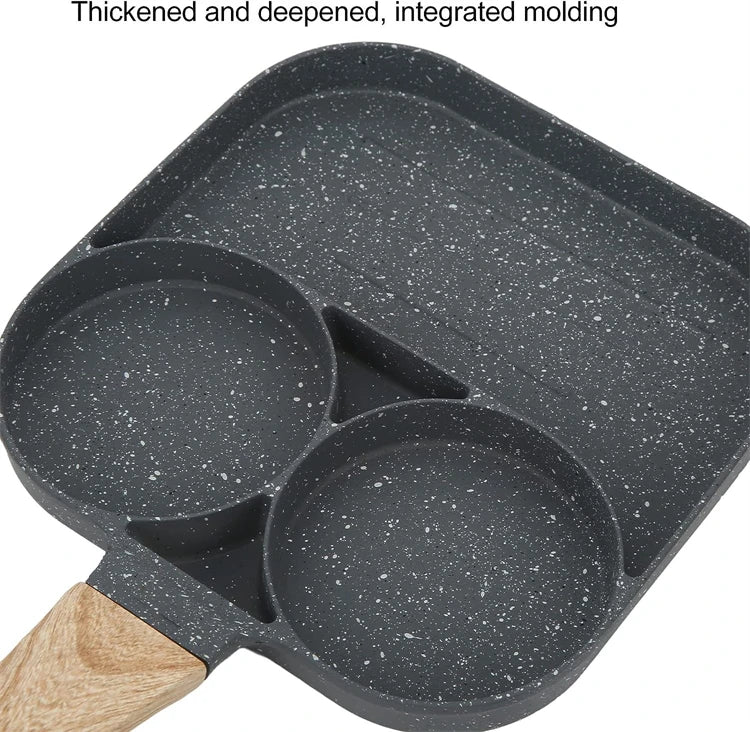 LMETJMA Pancake Egg Frying Pan 4 Cups Omelet Poached Egg Pan for Breakfast Divided Coating with Non Sticking Handle JT888
