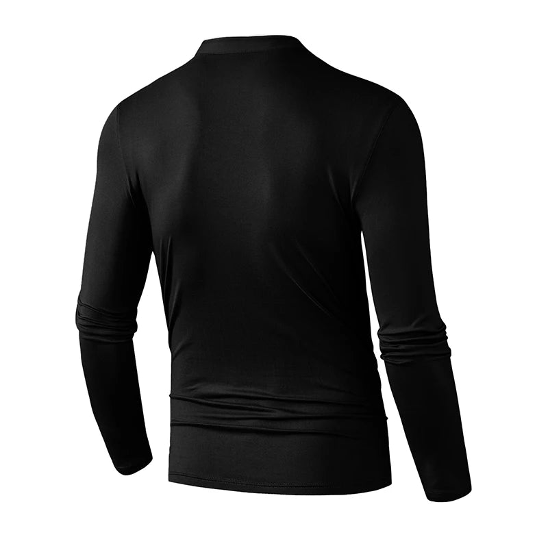 Fashion Men's Stand Collar Half Zip Long Sleeve Shirt Comfortable Casual Top Versatile Daily Wear Slim Fit Pullove