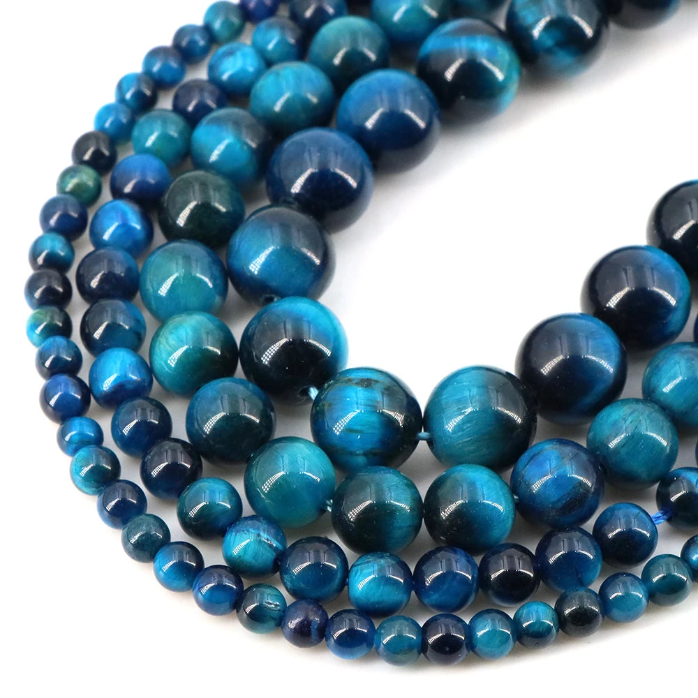 Natural Stone Beads Blue Tiger Eye Crystal Amethyst Rose Quartz Gemstone Bead for Jewelry Making Bracelet Necklace 4/6/8/10MM