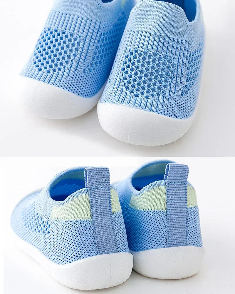 Breathable Knit Mesh Walking Shoes for Kids Spring Summer Soft Sole Anti-Collision Unisex Pastel Casual Sneakers Toddlers 1-3Y