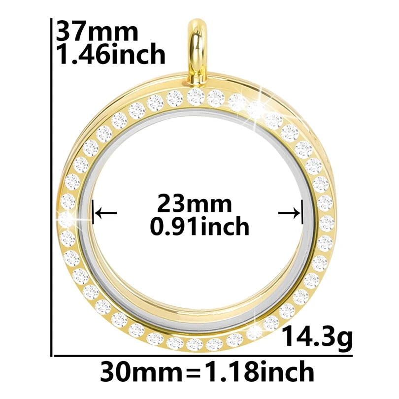 1Pc Punk Heart Round Memory Reliquary Photo Medaillon Pendant Glass Geometric Cremation Ashes Floating Locket кулон Jewelry