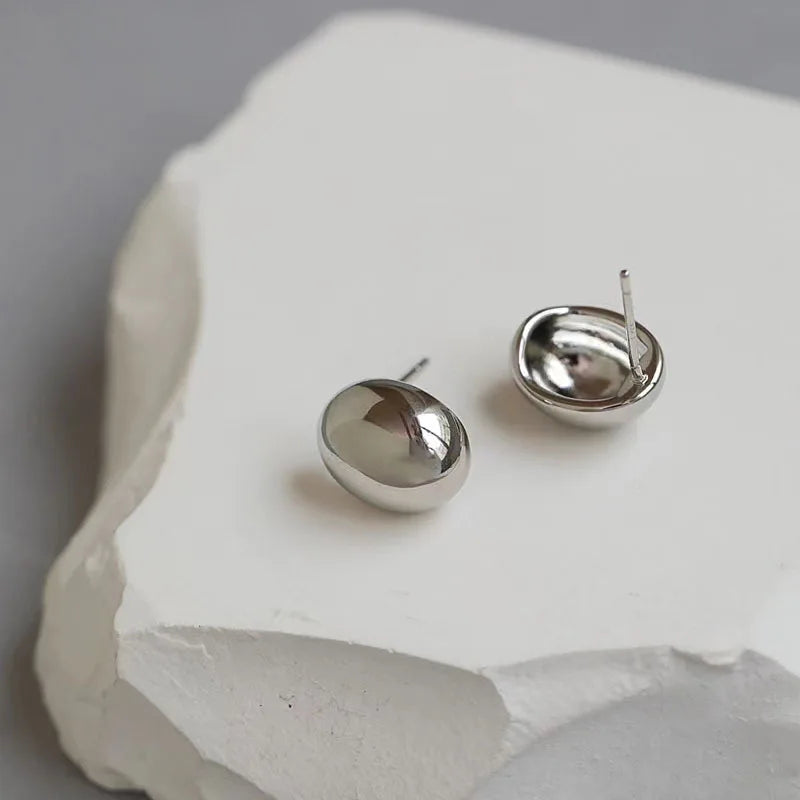 Punk Metal Big Ball Round Stud Earrings for Women Girls 2024 New Simple Fashion Semicircle Geometric Earrings Jewelry Gifts