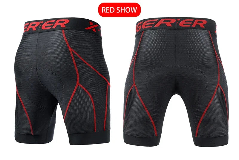 X-TIGER Cycling Underwear Men's Shorts 5D Padded Breathable Sports Riding Bike Bicycle MTB Liner Shorts with Anti-Slip Leg Grips
