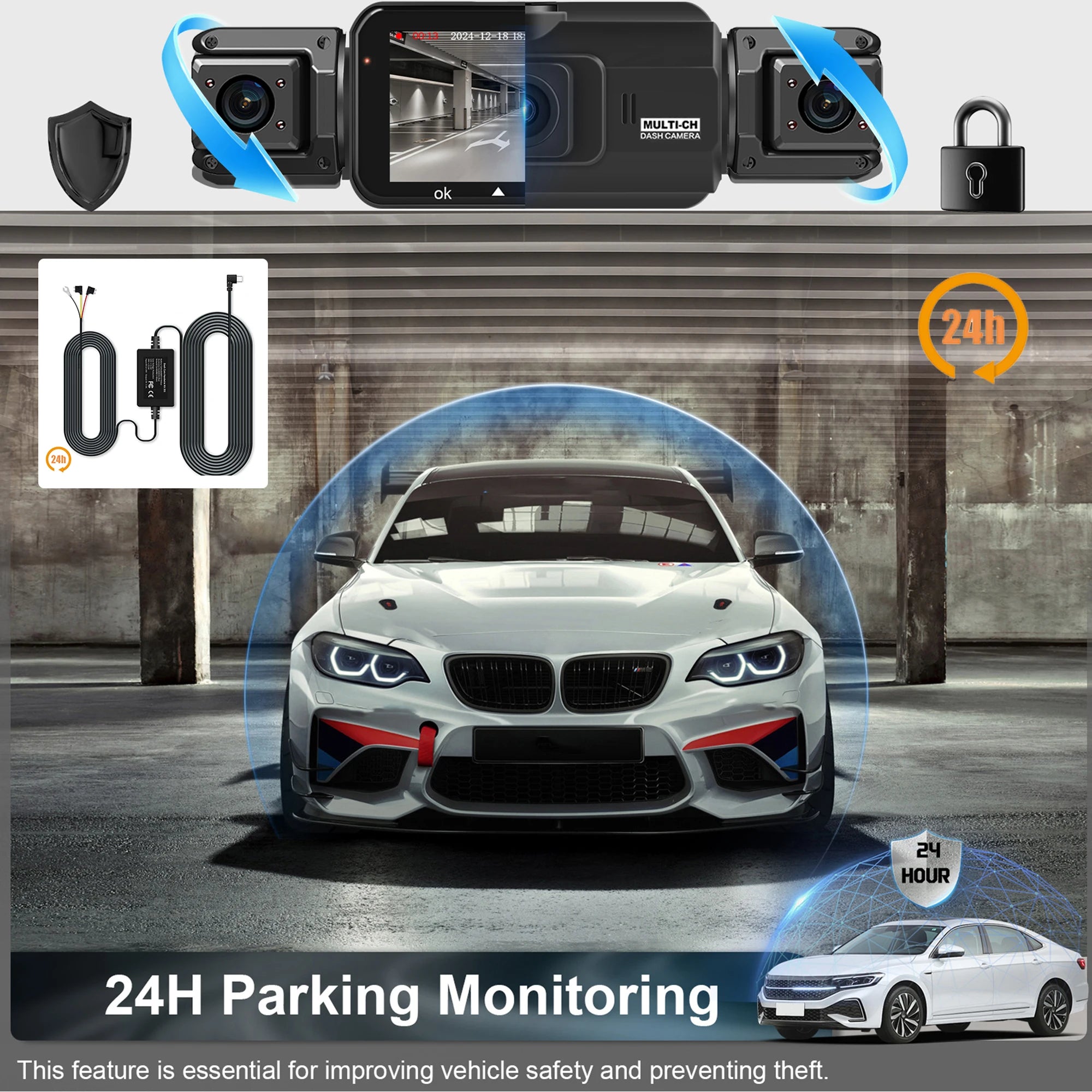 Dashcam for Cars 4 Channel Black Box WiFi Driving Camera FHD 1080P Night Vision Loop Recording Add Hardwire Kit Car Accessories