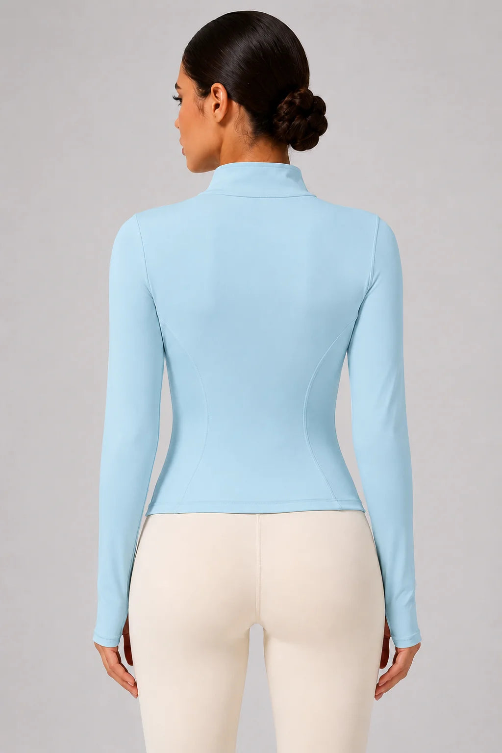 Women's Full-Zip Yoga Jacket, Slim Fit Long Sleeve Athletic Top with Thumb Holes, Lightweight Stretchy Workout Jacket for Runnin
