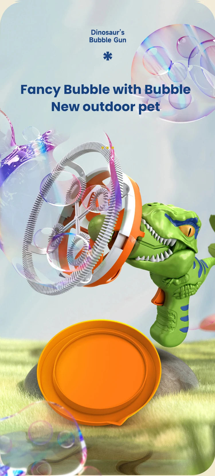 2 In 1 Large Bubbles Dinosaur Soap Bubble Electric Gun Toy Children's Outdoor Party Interactive Games for Kids Boys Girls Kids