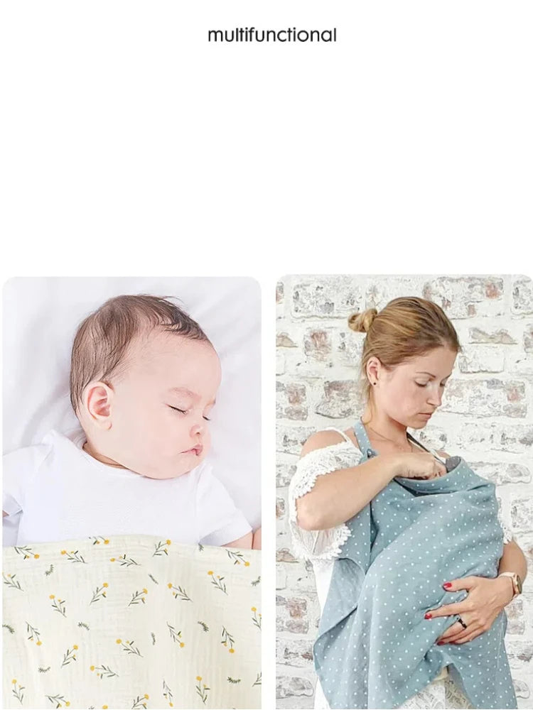 Nursing Cover Breastfeeding Privacy Baby Feeding Shawl, Breathable Cotton Muslin Adjustable Nursing Wrap for Moms